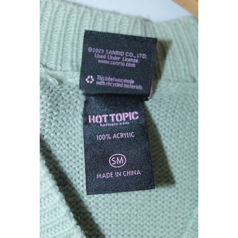 Hot Topic Hello Kitty Women's Small Multicolor Sage Green Knit Cardigan - Picture 6 of 11